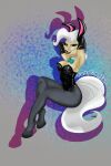  anthro blue_eyes bodysuit breasts bunny_costume clothing costume equid equine eyewear female friendship_is_magic furrytan glasses hasbro hi_res latex legwear mammal mayor_mare_(mlp) my_little_pony pantyhose pose skinsuit solo solo_focus tight_clothing 