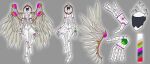  4_wings absurd_res aeserian aura extra_phalanges faceless_character female hair halo hi_res humanoid long_fingers machine mechanical_wings model_sheet multi_eye multi_wing noelstiael onikkussu red_eyes robot robot_humanoid saorsa solo white_aura white_hair wings 