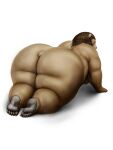  all_fours anthro bear big_breasts big_butt breasts brown_body brown_fur brown_hair butt feet female fur hair hi_res huge_butt huge_hips huge_thighs larger_female looking_at_viewer looking_back looking_back_at_viewer mammal meanybeany nacked nude obese obese_anthro obese_female on_ground overweight overweight_anthro overweight_female pawpads presenting presenting_hindquarters size_difference solo thick_thighs ursine wide_hips 