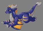  animate_inanimate blue_body claws dragon feral horn inflatable living_inflatable membrane_(anatomy) membranous_wings pool_toy scalie solo symrea talons wings yellow_eyes 