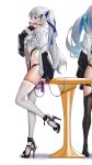  2girls absurdres anal anal_object_insertion ball_gag blue_eyes breasts bronya_zaychik covered_navel full_body gag grey_hair heart heart-shaped_pupils high_heels highleg highres honkai_(series) honkai_impact_3rd long_hair long_legs mask mouth_mask multiple_girls object_insertion pubic_tattoo pussy_juice side_ponytail skindentation small_breasts solo solo_focus standing standing_on_one_leg symbol-shaped_pupils tattoo theresa_apocalypse thighhighs vaginal vaginal_object_insertion white_thighhighs yiduan_zhu 
