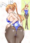 absurdres ass blush brown_eyes dead_or_alive highres kasumi_(doa) looking_at_viewer looking_back mikan_ame_q orange_hair playboy_bunny 