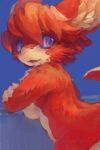  2:3 anthro cheek_tuft dragon facial_tuft female fluffy fluffy_ears fur furred_dragon fuzisawa hair kemono laki low_res purple_eyes red_body red_fur red_hair solo tan_body tan_fur tuft 