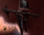  3d acxtreme battleship_(eve_online) commentary eve_online floating from_side glowing maelstrom_(eve_online) military military_vehicle minmatar_republic_(eve_online) nebula no_humans outdoors planet realistic science_fiction sky space spacecraft star_(sky) starry_sky 