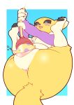  absurd_res anus bandai_namco blocked_birth blocked_egg breasts digimon digimon_(species) egg female genitals hi_res masturbation oviposition plunger pr-egg-nant pregnant pregnant_female pussy renamon solo 