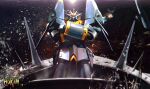  battle crossed_arms damaged debris english_commentary gunbuster gunbuster_pose horim looking_at_viewer mecha no_humans realistic robot science_fiction signature space spacecraft spoilers super_robot top_wo_nerae! 