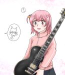  2girls animal_ears blush bocchi_the_rock! cosplay cube_hair_ornament electric_guitar extra_ears ezo_red_fox_(kemono_friends) fox_ears gibson_les_paul gotou_hitori gotou_hitori_(cosplay) guitar hair_ornament instrument jacket kemono_friends kemono_friends_3 multiple_girls nana_(kemono_friends) pink_jacket pink_track_suit pleated_skirt saja_(166j357) side_ponytail skirt sweatdrop thumbs_up track_jacket 