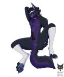  absurd_res anthro balls canid canine canis claws collar erection fur genitals hair hi_res humanoid_genitalia humanoid_penis jackal licking licking_lips male mammal mishy nude open_mouth penis presenting purple_body purple_eyes purple_fur slayerportal smile solo spread_legs spreading teeth toe_claws tongue tongue_out white_body white_fur wolf 