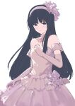  1girl 900p absurdres bangs black_hair blue_eyes bride dress elbow_gloves gloves hair_ornament highres long_hair touma_kazusa wedding wedding_dress white_album_2 white_dress 