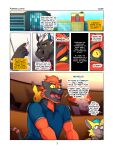  absurd_res anthro anthrofied comic english_text felid feline generation_5_pokemon generation_7_pokemon hi_res male mammal nintendo pokemon pokemon_(species) text torracat zebstrika zourik 