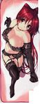  absurdres amazuyu_tatsuki bangs bare_shoulders black_bra black_gloves black_legwear black_panties bow bow_bra bra breasts brown_eyes choker cleavage clenched_hand closed_mouth collarbone covered_nipples elbow_gloves floral_print flower_(symbol) full_body garter_belt gloves groin hand_up highres kousaka_tamaki lace lace-trimmed_bra lace-trimmed_garter_belt lace-trimmed_gloves lace-trimmed_thighhighs large_breasts leg_lift light_smile lingerie long_image lying manaka_de_ikuno!! navel official_art on_back panties panty_pull parted_bangs red_hair scan shadow shiny shiny_clothes shiny_hair shiny_skin sideboob simple_background skindentation smile solo straight_hair strap_slip tall_image thighhighs to_heart_2 twisted_torso two_side_up underwear underwear_only white_background 