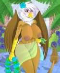  2019 absurd_res anthro anthrofied areola avian big_breasts blush breasts brown_feathers butt digital_media_(artwork) erect_nipples feathered_wings feathers female friendship_is_magic fur gilda_(mlp) gryphon hair hi_res huge_breasts lactating looking_at_viewer malamol milk my_little_pony nipples nude pussy smile solo thick_thighs veiny_breasts wide_hips wings 