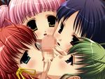  1boy 4girls fellatio game_cg multiple_girls oral penis 