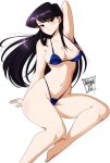  absurdres armpits bangs bikini black_hair blue_bikini breasts collarbone danmakuman highres komi-san_wa_komyushou_desu komi_shouko long_hair medium_breasts navel purple_eyes swept_bangs swimsuit thick_thighs thighs 