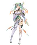  1girl asymmetrical_clothes bangs blue_eyes boots breasts fire_emblem fire_emblem_heroes full_body gradient_clothes gradient_hair green_hair hair_ornament heidr_(fire_emblem) heterochromia highres holding long_hair looking_at_viewer medium_breasts multicolored_hair non-web_source official_art orange_hair pants pelvic_curtain purple_hair single_boot solo thigh_strap transparent_background twintails wand wide_sleeves yellow_eyes yoshiku_(oden-usagi) 