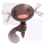  animal_focus artist_name black_eyes commentary full_body happy highres looking_at_viewer no_humans open_mouth paldean_wooper pokemon pokemon_(creature) shia_(shi12_poke) signature simple_background smile solo white_background 
