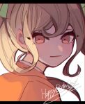  1girl bangs blonde_hair closed_mouth danganronpa_(series) danganronpa_2:_goodbye_despair happy_birthday highres japanese_clothes letterboxed long_hair orange_eyes portrait saionji_hiyoko shi_chimi simple_background solo twintails white_background 