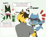  angry anthro domestic_cat felid feline felis female feral floragato generation_4_pokemon generation_9_pokemon hi_res jealous male mammal meowscarada nintendo pokemon pokemon_(species) riolu steel_cat 