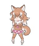  1girl animal_ear_fluff animal_ears brown_eyes brown_hair extra_ears highres japanese_wolf_(kemono_friends) kemono_friends kneehighs long_hair looking_at_viewer official_art open_mouth sailor_collar scarf school_uniform shoes skirt socks solo tail transparent_background wolf_ears wolf_girl wolf_tail yoshizaki_mine 