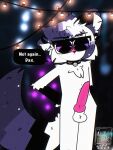  anthro arctic_fox big_penis blush canid canine collar erection eyewear fluffy fluffy_tail fox genitals glasses hi_res knot lights male mammal originfurtkm penis solo star stormdax tail 