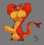  anthro asian_mythology balls big_muscles disney dragon east_asian_mythology eastern_dragon erection genitals hi_res horn humanoid_genitalia humanoid_penis male maxpany mulan_(1998) muscular mushu_(disney) mythology nipples pecs penis scalie solo whiskers 