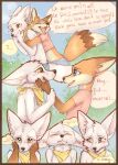  anthro blue_eyes blush bodily_fluids canid canine clothed clothing comic dialogue digital_media_(artwork) dipstick_tail duo english_text eye_contact female fox fur head_tuft hi_res looking_at_another male mammal markings midriff orange_body orange_fur speech_bubble tail tail_markings tears text topless tuft white_body white_fur yellow_eyes yshanii 