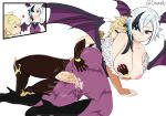  1boy 1girl absurdres aether_(genshin_impact) arlecchino_(genshin_impact) ass bad_source breasts clothed_sex cosplay genshin_impact highres huge_ass huge_thighs large_breasts large_penis morrigan_aensland morrigan_aensland_(cosplay) oriimello penis vaginal wings 