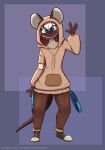  2023 absurd_res anthro blue_eyes brown_body brown_fur clothed clothing digital_media_(artwork) footwear fully_clothed fur gesture hair hi_res hoodie looking_at_viewer mammal mouse murid murine rodent shoes simple_background solo standing topwear waving waving_at_viewer white_hair zhanbow 