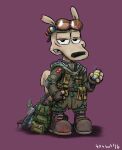  2016 404bot anthro blood bodily_fluids explosives eyewear eyewear_on_head goggles goggles_on_head grenade gun macropod male mammal marsupial nickelodeon notched_ear ranged_weapon rifle rocko&#039;s_modern_life rocko_rama scar simple_background solo wallaby weapon 