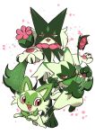  :d ayakadegozans brown_eyes claws commentary_request evolutionary_line fangs floragato half-closed_eyes highres meowscarada open_mouth pink_eyes pokemon pokemon_(creature) smile sprigatito tongue white_background 