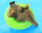  2023 alcohol beverage big_breasts biped breasts brown_nipples cocktail digital_media_(artwork) doctordj eyewear female hi_res holding_beverage holding_object hooves mammal nipples outside solo suid suina sunglasses sus_(pig) thick_thighs tusks voluptuous_anthro voluptuous_female water wild_boar 
