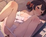  1boy 1girl anal ass bangs bar_censor black_hair blush bow breasts censored classroom closed_mouth collarbone collared_shirt desk embarrassed hair_bow highres idolmaster idolmaster_shiny_colors indoors knee_blush looking_to_the_side lying morino_rinze navel nipple_slip nipples off_shoulder on_back on_desk panties panty_pull penis pussy pussy_juice red_bow red_eyes seneto sex shirt short_hair small_breasts solo_focus underwear undressing undressing_another white_panties white_shirt 