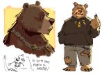  2023 anthro baby_bear bear biped bottomwear brown_body brown_nose clothing english_text hoodie humanoid_hands mammal nyaalgebra pants puss_in_boots_(film) puss_in_boots_the_last_wish solo text topwear 