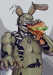  2023 animatronic anthro bunnysuitconman burger digital_media_(artwork) drinking_straw five_nights_at_freddy&#039;s five_nights_at_freddy&#039;s_3 food glowing glowing_eyes hi_res holding_food holding_object lagomorph leporid machine male mammal open_mouth rabbit robot scottgames simple_background solo springtrap_(fnaf) 