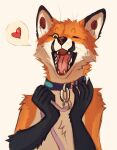  &lt;3 2023 anthro canid canine collar digital_media_(artwork) flashw fox leash male mammal open_mouth simple_background solo teeth tongue white_background 