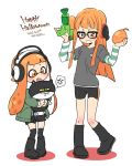  &gt;_o 2girls anger_vein animal animal_hug bike_shorts black-framed_eyewear black_footwear black_shorts blush boots brown_eyes burst_bomb_(splatoon) cat cosplay costume_switch dated domino_mask fang glasses green_jacket grey_shirt halloween hands_up happy_halloween headphones holding inkling inkling_(cosplay) jacket jajji-kun_(splatoon) kanya_pyi knee_boots long_hair long_sleeves look-alike mask multiple_girls one_eye_closed open_clothes open_jacket open_mouth orange_eyes orange_hair over-kneehighs persona persona_5 pigeon-toed sakura_futaba sakura_futaba_(cosplay) shirt short_over_long_sleeves short_shorts short_sleeves shorts sidelocks simple_background splatoon splatoon_(series) splatoon_1 splattershot_(splatoon) spoken_anger_vein tentacle_hair thighhighs very_long_hair white_background 