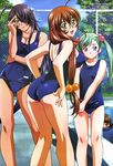  3girls ikkitousen kanu_unchou multiple_girls ryuubi_gentoku swimsuit 