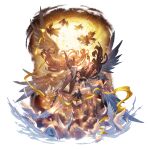  2boys 4girls ahoge alpha_transparency angel armpits arms_up bangs barefoot bird black_hair blonde_hair blue_eyes breasts covered_navel curly_hair dark-skinned_female dark_skin dove feathered_wings feathers full_body gabriel_(granblue_fantasy) granblue_fantasy halluel_(granblue_fantasy) head_wings large_breasts leotard long_hair looking_at_viewer malluel_(granblue_fantasy) michael_(granblue_fantasy) minaba_hideo multiple_boys multiple_girls official_art open_mouth raphael_(granblue_fantasy) smile transparent_background uriel_(granblue_fantasy) very_long_hair white_leotard wings 