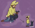  absurd_res ambiguous_gender anthro barefoot bear bodily_fluids bottomwear bunny_costume bunny_hood bunny_hoodie butt clothing costume cum cum_on_body cum_on_butt cum_on_ground cum_on_pants doggystyle duo feet from_behind_position genital_fluids grabbing_both_ears hi_res hood_over_eyes hood_up hoodie lagomorph leporid male male/ambiguous mammal pants plushie plushophilia rabbit razzle_the_red sex tail tail_tuft topwear tuft 