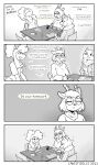  2022 2_horns abby_(canisfidelis) absurd_res amy_(canisfidelis) annoyed anthro antlers breasts calculator canid canine canis canisfidelis capreoline chair cheek_tuft clothed clothing comic deer dialogue domestic_dog eliza_(canisfidelis) english_text eyebrow_through_hair eyebrows eyes_closed eyewear facial_tuft female floppy_ears fluffy fluffy_ears fluffy_hair furniture glasses grin group hair hi_res holding_object holding_pen homework horn humor jacket looking_at_another mammal maned_wolf monochrome neck_tuft on_chair open_mouth pen ponytail poodle reindeer scut_tail shirt short_hair short_tail simple_background sitting sitting_on_chair small_breasts smile solo speech_bubble sweater table tail teeth text tongue topwear translucent translucent_hair trio truth_or_dare tuft 