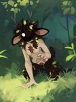  5_fingers anthro breasts day detailed_background featureless_breasts female fingers fur grass hi_res kneeling orphen-sirius outside plant solo 