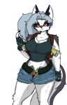  anthro big_breasts black_lagoon breasts clothing crossover female gun helluva_boss hi_res loona_(helluva_boss) pace-maker ranged_weapon shirt small_waist solo tank_top topwear weapon wide_hips 