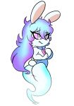  anthro big_breasts blue_hair breasts clothed clothing digital_media_(artwork) fangs female ghost hair hi_res lagomorph looking_at_viewer mammal mario_bros mario_plus_rabbids_sparks_of_hope midnite_(mario_plus_rabbids) nintendo rabbid raving_rabbids rayman_(series) shinkaku simple_background solo spirit teeth ubisoft 