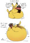  belly beverage big_belly dialogue drinking female feral generation_1_pokemon hi_res hyper hyper_belly inflation liquid_inflation mentos morbidly_obese morbidly_obese_female morbidly_obese_feral nintendo obese obese_female obese_feral offscreen_character overweight overweight_female overweight_feral pikachu pokemon pokemon_(species) smile soda solo sound_effects text thatoneaceguy yellow_body 