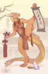  anthro anus bodily_fluids breasts clothed clothing dragon female genital_fluids genitals hi_res horn looking_at_viewer nipples nude pussy raised_leg smile solo sonimad_(artist) tail 