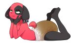  animal_crossing anthro black_body black_fur breasts canid canine canis cherry_(animal_crossing) diaper domestic_dog ear_piercing ear_ring feces female fur hi_res lying mammal messy_diaper nintendo octojo on_front piercing red_body red_fur ring_piercing scat soiling solo 