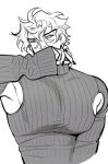  1boy armpit_cutout armpits clothing_cutout covering_mouth dio_brando earrings huang_lia jewelry jojo_no_kimyou_na_bouken long_hair long_sleeves male_focus muscular muscular_male nail_polish pectorals sleeves_past_wrists solo stardust_crusaders sweater turtleneck turtleneck_sweater 