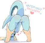  &lt;3 anthro anus areola ass_up black_eyes blue_body blush bodily_fluids breasts bunjoe09 butt eeveelution english_text female generation_1_pokemon generation_4_pokemon genital_fluids genitals human leg_grab looking_at_viewer lopunny mammal nintendo nipples pokemon pokemon_(species) pokemorph pussy pussy_juice raised_tail simple_background solo tail text vaporeon white_background 