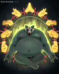  2023 absurd_res anthro belly big_belly hi_res humanoid_hands male mammal mandala moobs navel nipples overweight overweight_male pubes sato_afroleone sitting solo 