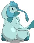  absurd_res anthro blue_body blue_eyes blush butt eeveelution female generation_4_pokemon genitals glaceon hi_res looking_at_viewer nintendo plump_labia pokemon pokemon_(species) pokemorph pussy simple_background solo thick_thighs white_background 